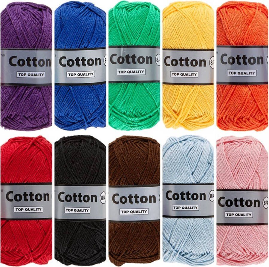 Lammy Yarns Cotton eight pride regenboog kleuren katoengaren pakket 10 bollen