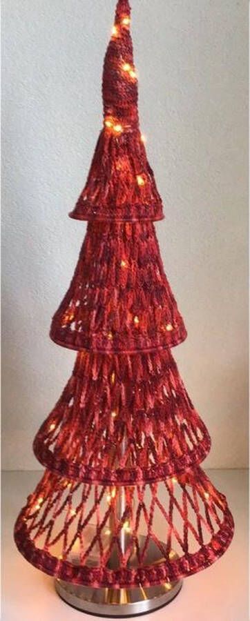 Lammy Yarns Haakpakket kerstboom haken bordeaux rood katoen garen 5 lagen excl. standaard en lichten