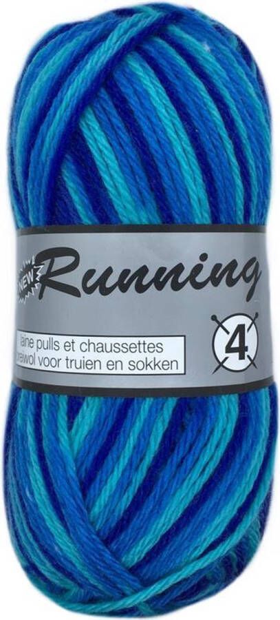 Lammy Yarns New Running 4 blauw turquoise (905) sokkenwol pendikte 3 a 4mm set van 3 bollen van 50 gram