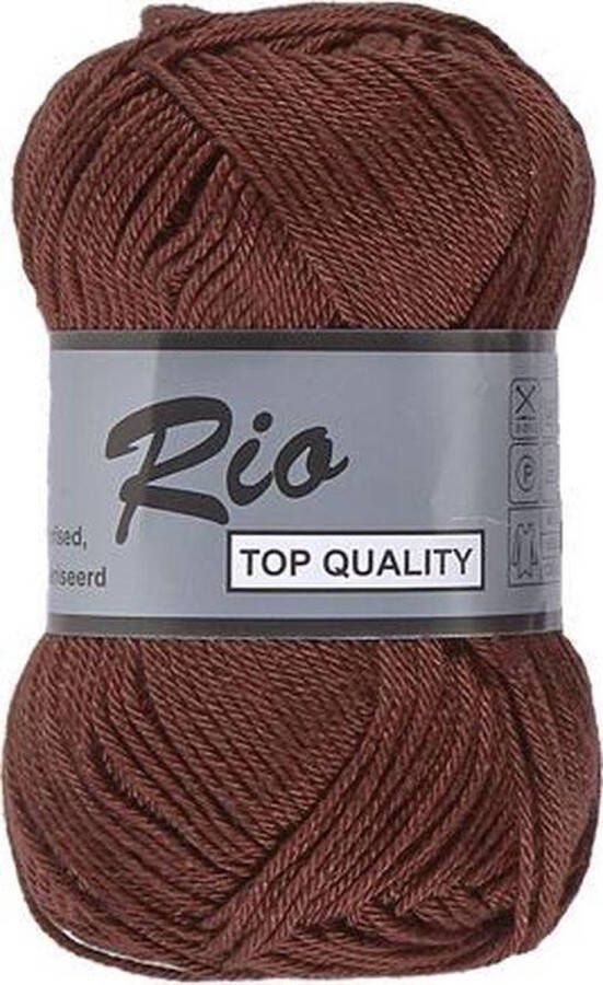 Lammy Yarns Rio katoen garen chocolade bruin (114) naald 3 a 3 5mm 10 bollen