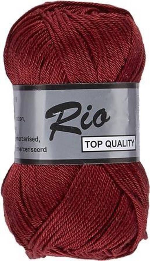 Lammy Yarns Rio katoen garen diep rood bruin (042) pendikte 3 a 3 5 mm 1 bol van 50 gram