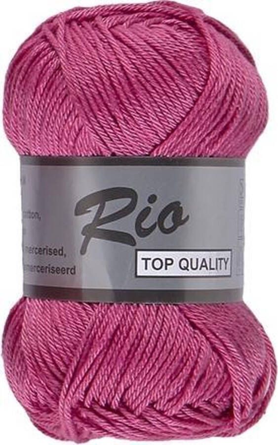 Lammy Yarns Rio katoen garen fuchsia roze (014) pendikte 3 a 3 5 mm 1 bol van 50 gram