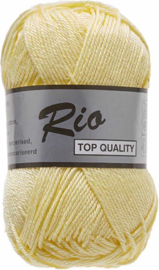 Lammy Yarns rio Katoen garen Heel licht geel (843) 1 bol van 50 gram pendikte 3.5 mm