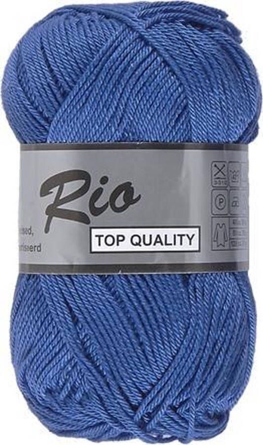 Lammy Yarns Rio katoen garen jeans blauw (039) pendikte 3 a 3 5 mm 1 bol van 50 gram