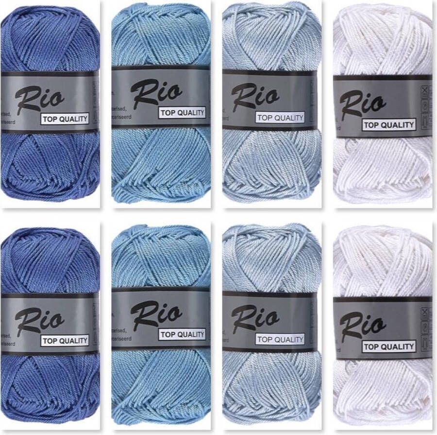 Lammy Yarns Rio katoen garen licht blauw grijs korenbloem blauw (022) naald 3 a 3 5 mm 1 bol