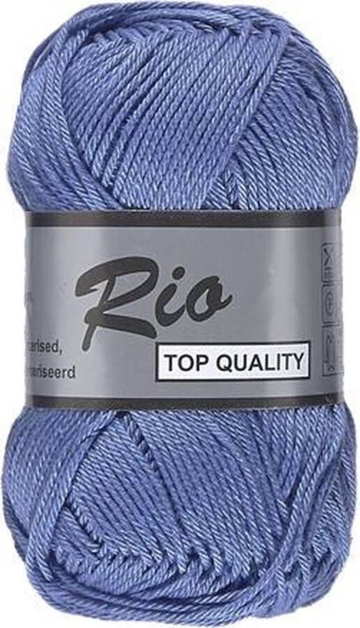 Lammy Yarns Rio katoen garen licht blauw grijs korenbloem blauw (022) pendikte 3 a 3 5 mm 1 bol van 50 gram