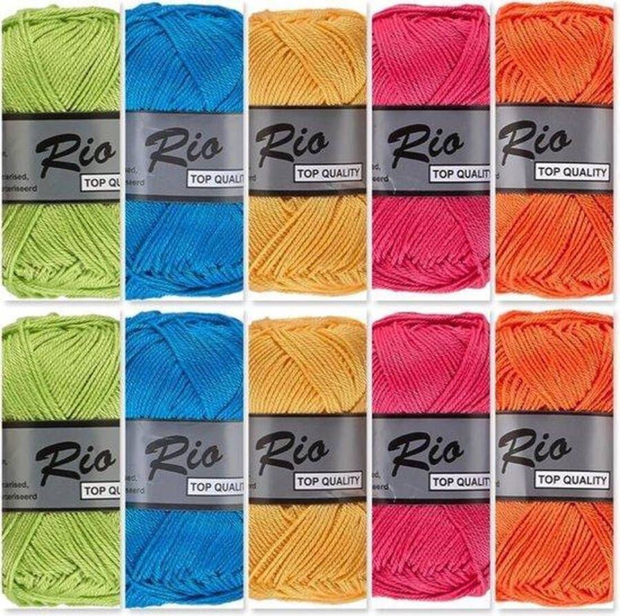Lammy Yarns Rio katoen garen pakket vrolijke kleuren 10 bollen