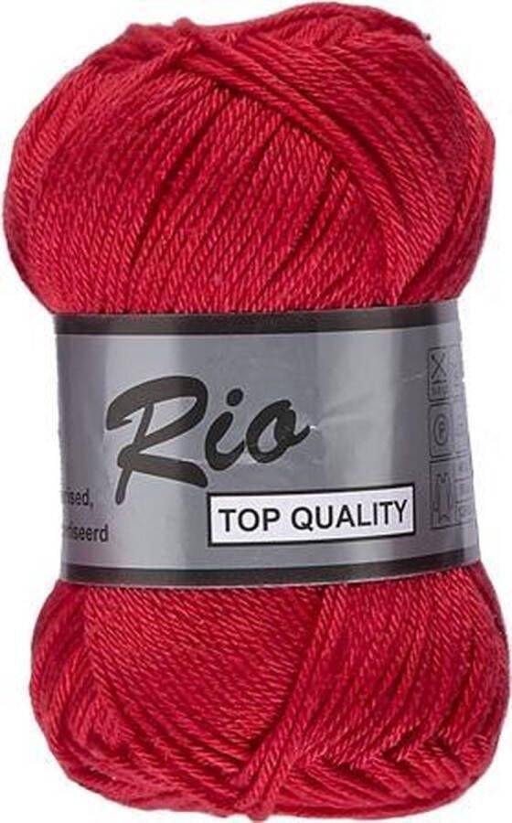 Lammy Yarns Rio katoen garen rood (043) pendikte 3 a 3 5 mm 1 bol van 50 gram