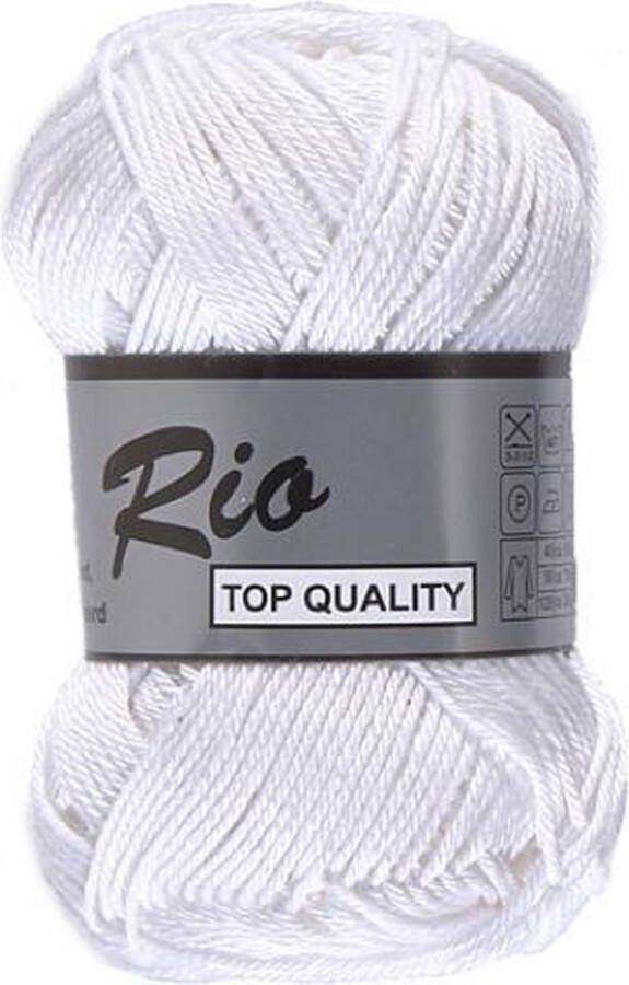 Lammy Yarns Rio katoen garen wit (005) naald 3 a 3 5 mm 1 bol