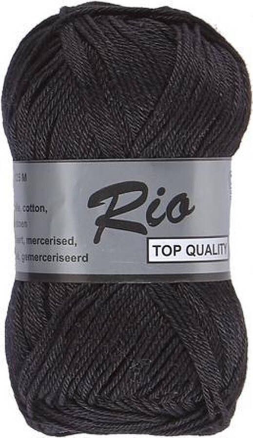 Lammy Yarns Rio katoen garen zwart (001) pendikte 3 a 3 5 mm 1 bol van 50 gram