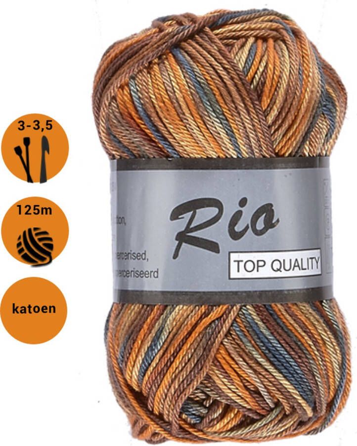 Lammy Yarns Rio Multi bruin blauw gemêleerd katoen garen 5 bollen