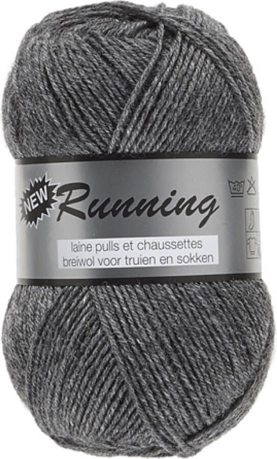 Lammy Yarns Running Sokkenwol Grijs (002) wol en acryl garen 1 bol van 50 gram pendikte 2 a 3 mm