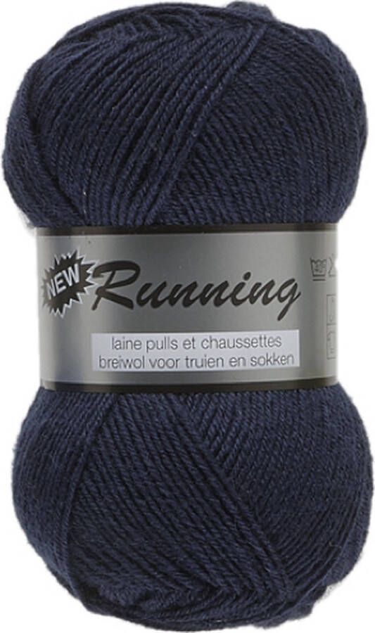 Lammy Yarns Running Sokkenwol Navy Blauw (890) wol en acryl garen 1 bol van 50 gram pendikte 2 a 3 mm
