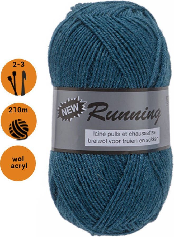 Lammy Yarns Running sokkenwol petrol blauw (456) 1 bol wol en acryl garen pendikte 2 a 3mm 50 grams