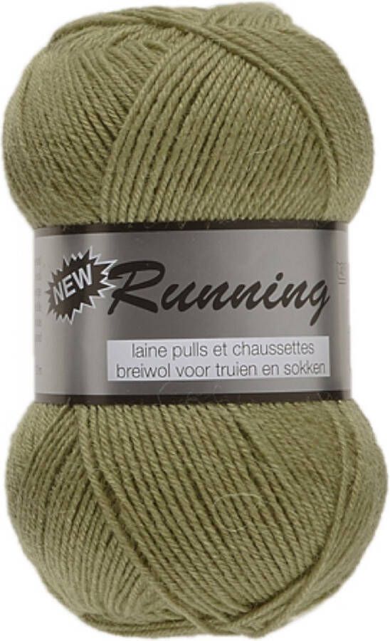 Lammy Yarns Running Sokkenwol wol en acryl garen olijfgroen (271) 1 bol van 50 gram pendikte 2 a 3 mm