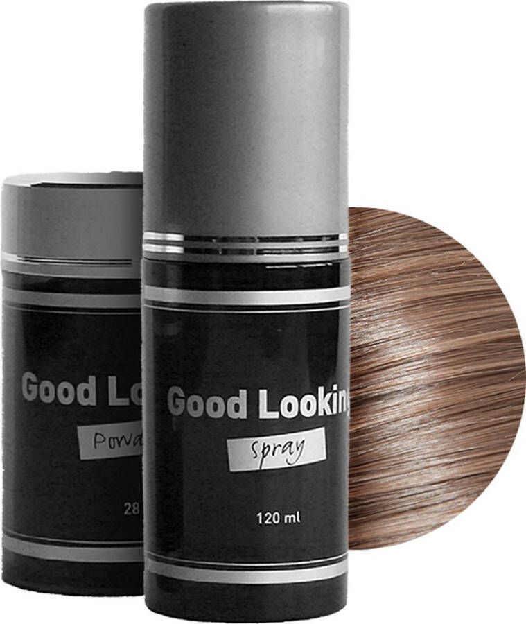 Lanaform Good Looking-1 Spray + 1 Powder-Brown Haarspray Hairspray Volumepoeder Haarpoeder Kaalheid Haarverdikker