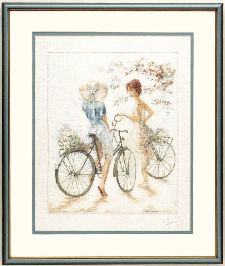 Lanarte borduurpakket 33788 willem haenraets meisjes op fiets