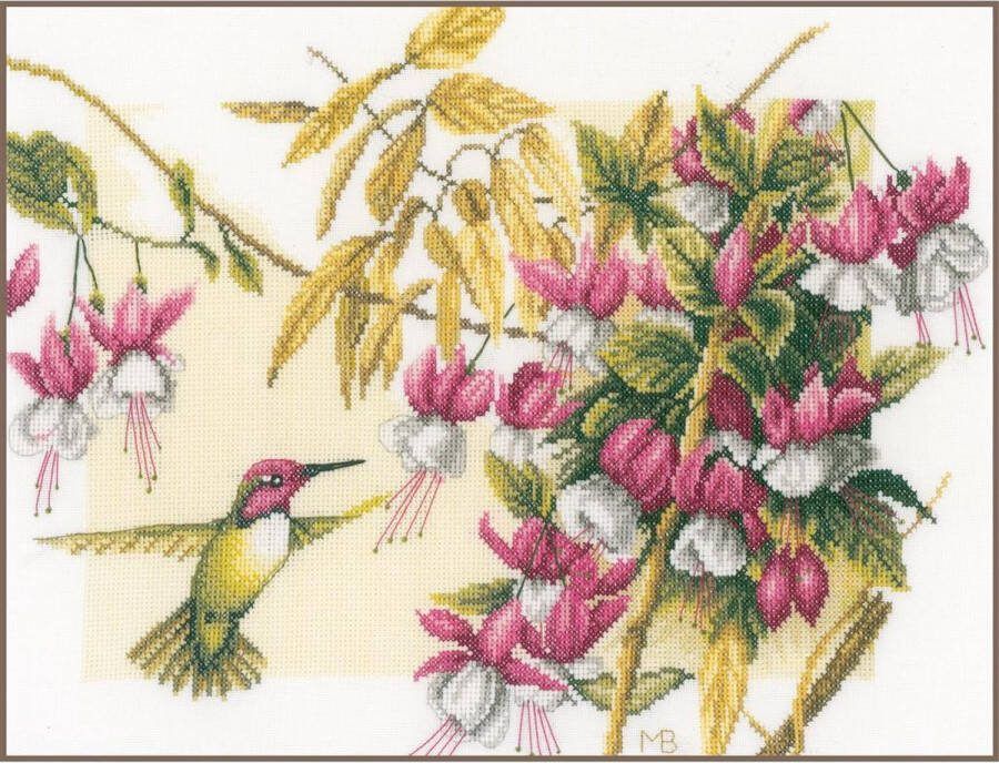 Lanarte borduurpakket PN0165379 marjolein bastin kolibri met fuchsia's