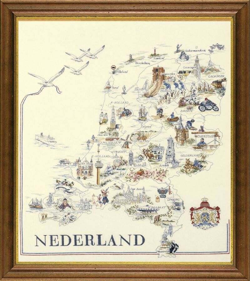 Lanarte borduurpakket PN0175289 kaart van nederland