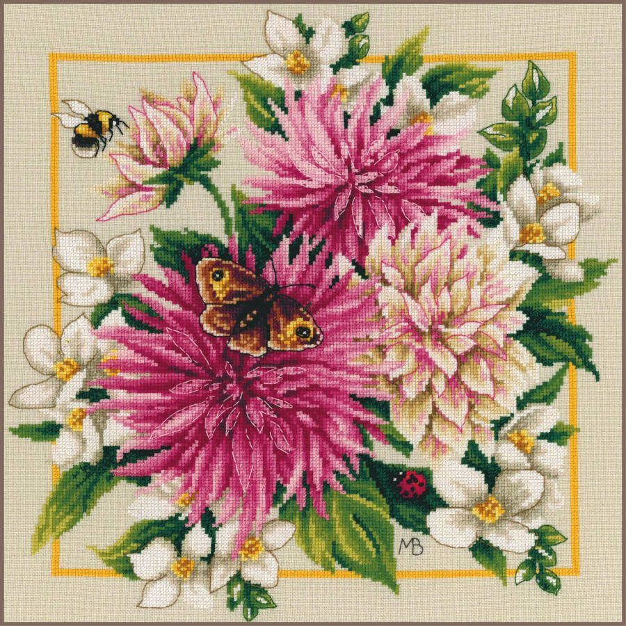 Lanarte Borduurpakket Roze Dahlia Marjolein Bastin