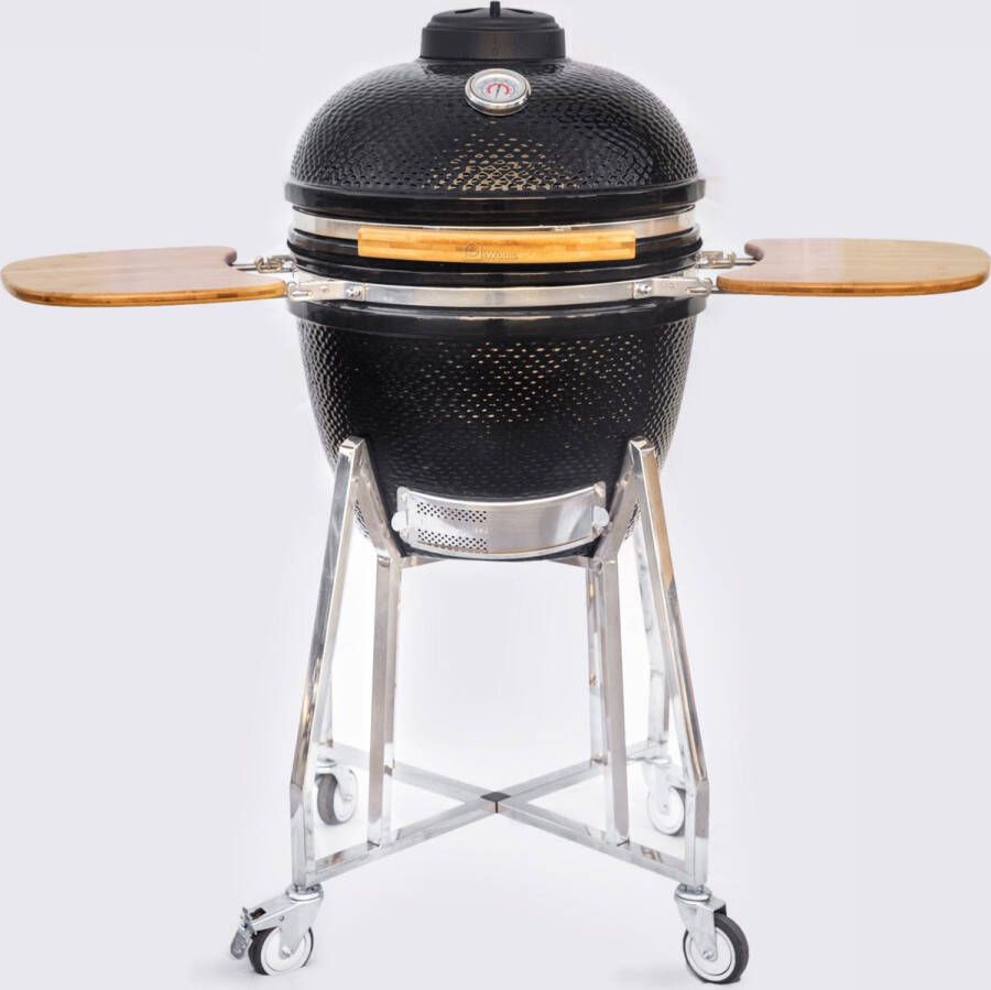 Landmann Kamado Medium Ø 45 7 cm 18 Inch Zwart Met wielen Met thermometer Met ventilatierooster Kamado bbq Keramiek bbq Kamado Large