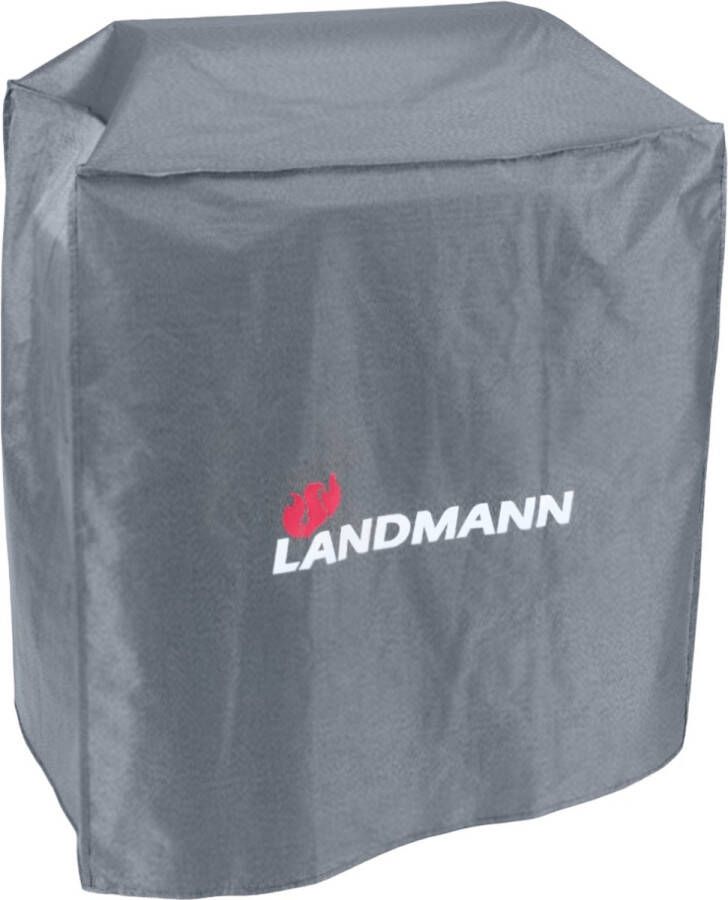 Landmann Premium Polyester beschermhoes L H 120 x B 100 x D 60 cm Grijs BBQ hoes Waterdicht UV bestendig Regenbestendig Bestendig tegen extreme kou tot 15 graden onder nul 600D polyester scheurvast