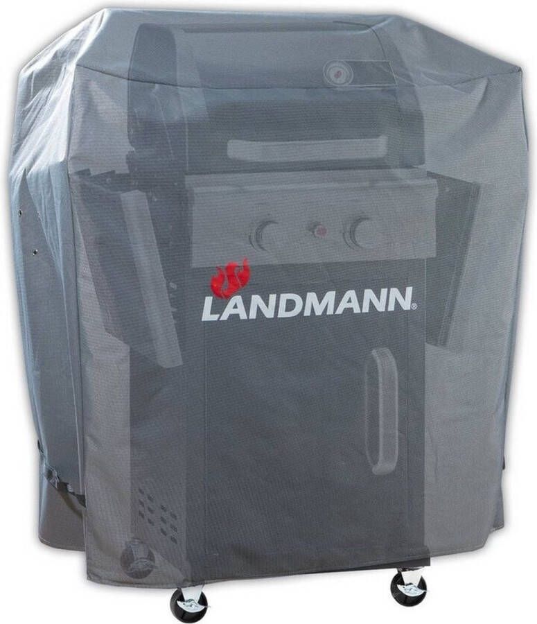 Landmann Premium Polyester beschermhoes M L H 117 x B 128 x D 58.4 cm Grijs BBQ hoes Waterdicht UV bestendig Regenbestendig Bestendig tegen extreme kou tot 15 graden onder nul 600D polyester scheurvast