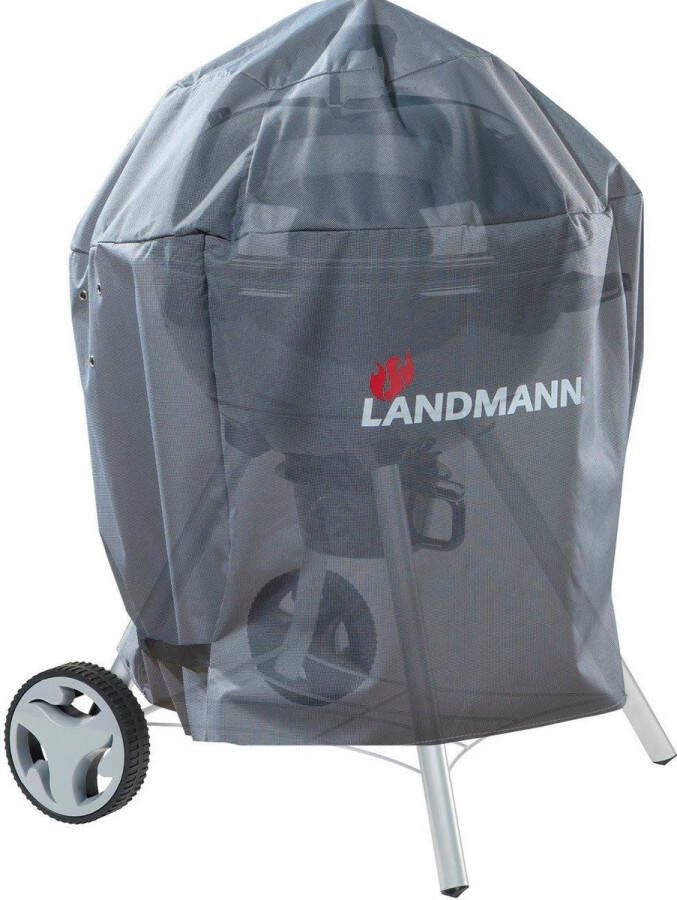 Landmann Premium Polyester beschermhoes S H 90 x B 70 x D 70 cm Grijs BBQ hoes Waterdicht UV bestendig Regenbestendig Bestendig tegen extreme kou tot 15 graden onder nul 600D polyester scheurvast