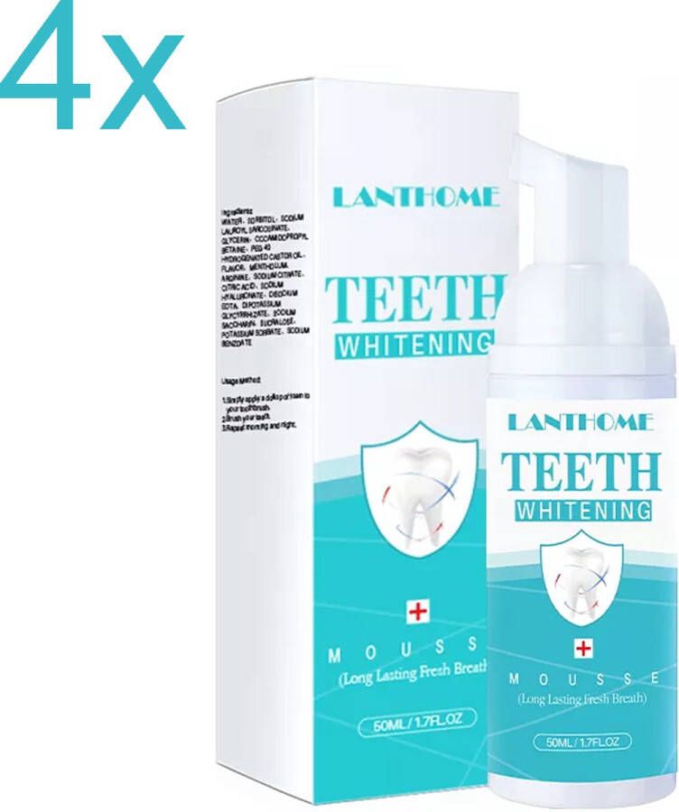 Lanthome 4x Whitening Schuim Tandpasta 2 in 1 50ml Voordeelverpakking