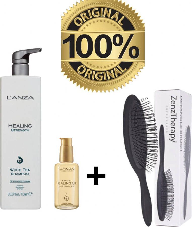Lanza Healing Lanza White Tea 1000 ml Shampoo & L'ANZA Keratin Healing Oil Haarolie 100 ml