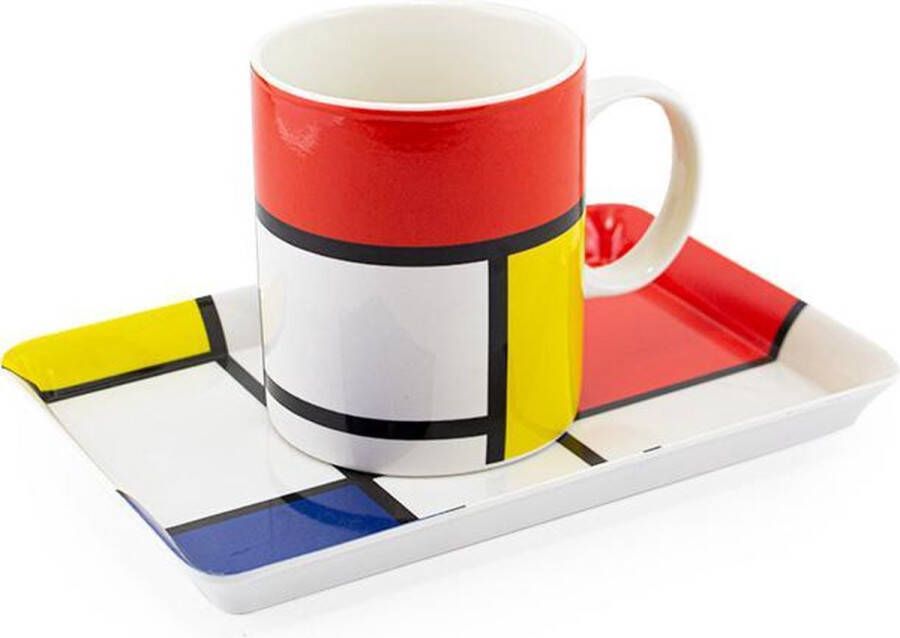 Lanzfeld (museumwebshop.com) Kado set: mok en dienblaadje Piet Mondriaan