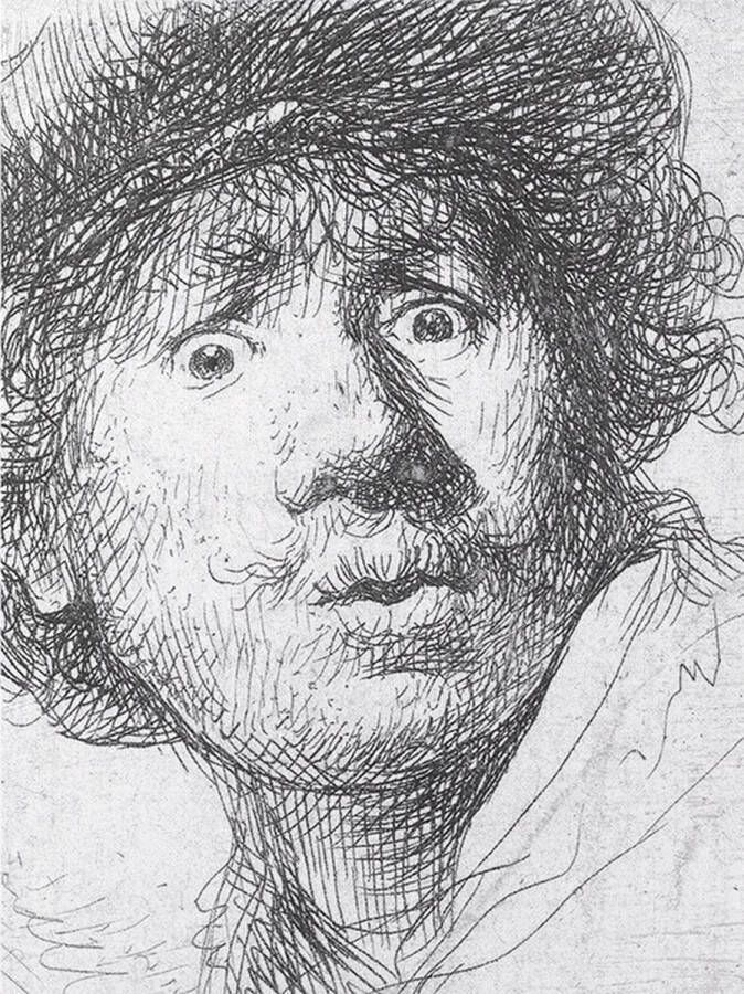 Lanzfeld (museumwebshop.com) Softcover kunst schetsboek Rembrandt Zelfportret met verbaasde blik