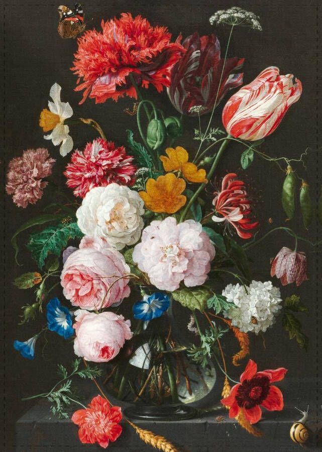 LANZFELD Theedoek De Heem Still life with Flowers 50 x 70 cm