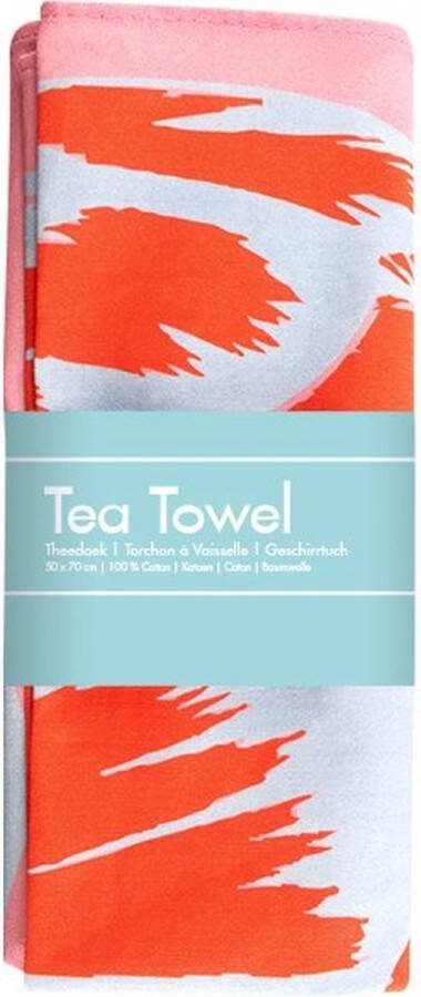 LANZFELD Theedoek Tulp Pop lijn roze