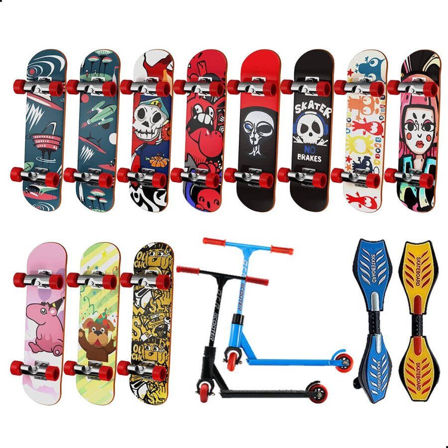 Lapcrash Fingerboard 15 stuks Fingerboard Skatepark Vinger Skateboard Tech Deck Mini Skateboard Skate Ramp Vinger Step Fingerboard Ramps Finger Step Finger Scooter Finger Bmx