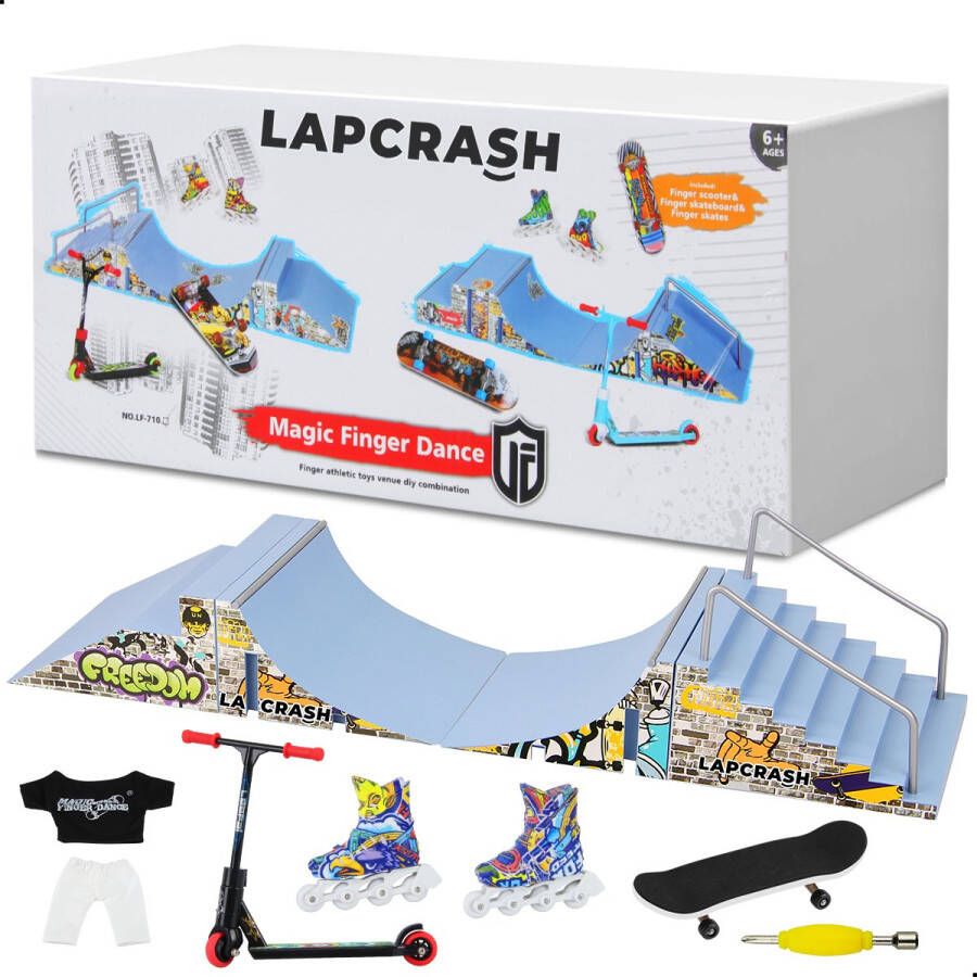 Lapcrash Fingerboard Skatepark Vinger Skateboard 10 delig Mini Skateboard Tech Deck Skate Ramp Vinger Step Halfpipe Fingerboard Ramps Finger Step Finger Scooter Finger Bmx Kerst & Sinterklaas Cadeautjes