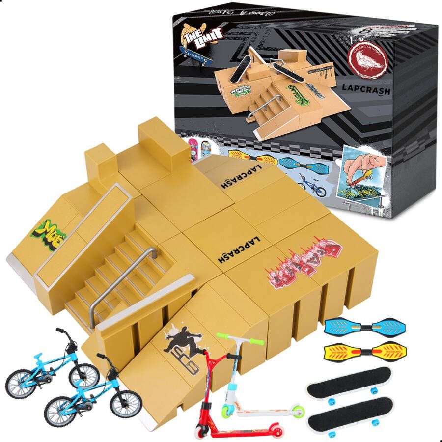 Lapcrash Fingerboard Skatepark Vinger Skateboard 16 delig Mini Skateboard Tech Deck Skate Ramp Vinger Step Fingerboard Ramps Finger Step Finger Scooter Finger Bmx Kerst & Sinterklaas Cadeautjes