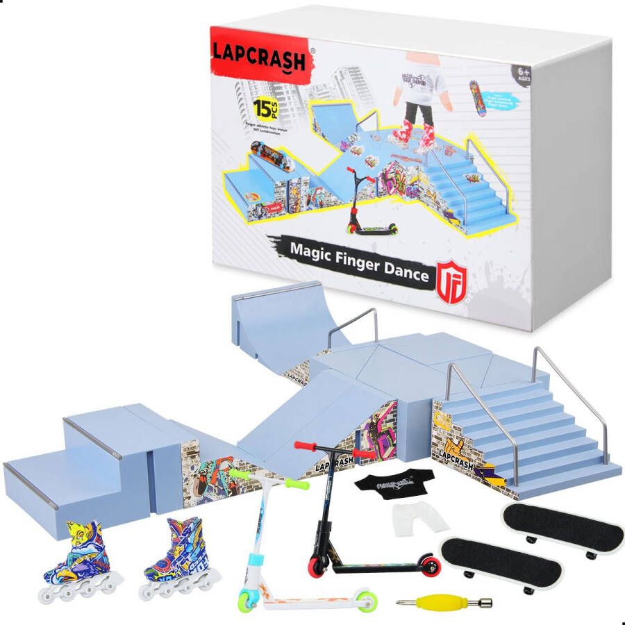 Lapcrash Fingerboard Skatepark Vinger Skateboard 23 delig Mini Skateboard Tech Deck Skate Ramp Vinger Step Fingerboard Ramps Finger Step Finger Scooter Finger Bmx Kerst & Sinterklaas Cadeautjes