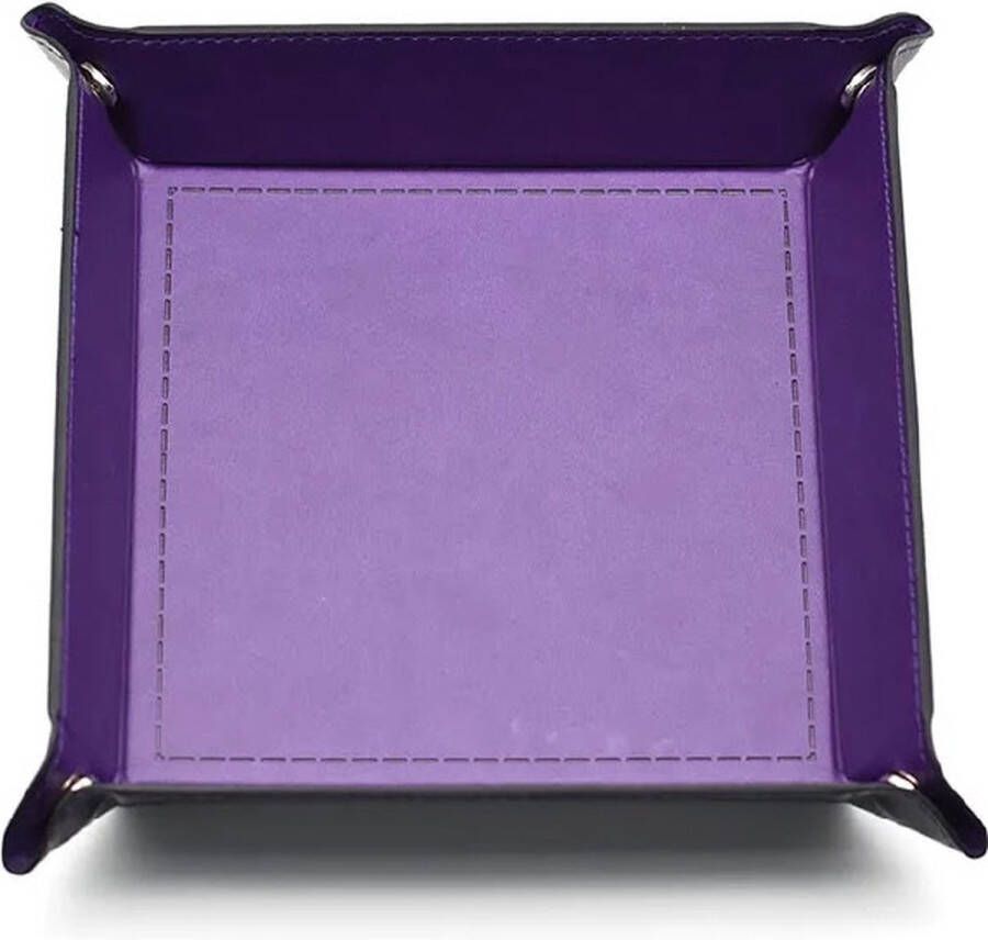 Lapi Toys Dice Tray Dobbelsteenbak Dice Tray Dungeons and Dragons DnD Dice Tray Dobbelbak Dobbelpiste Pitjesbak Opvouwbaar Imitatieleer Vierkant Paars