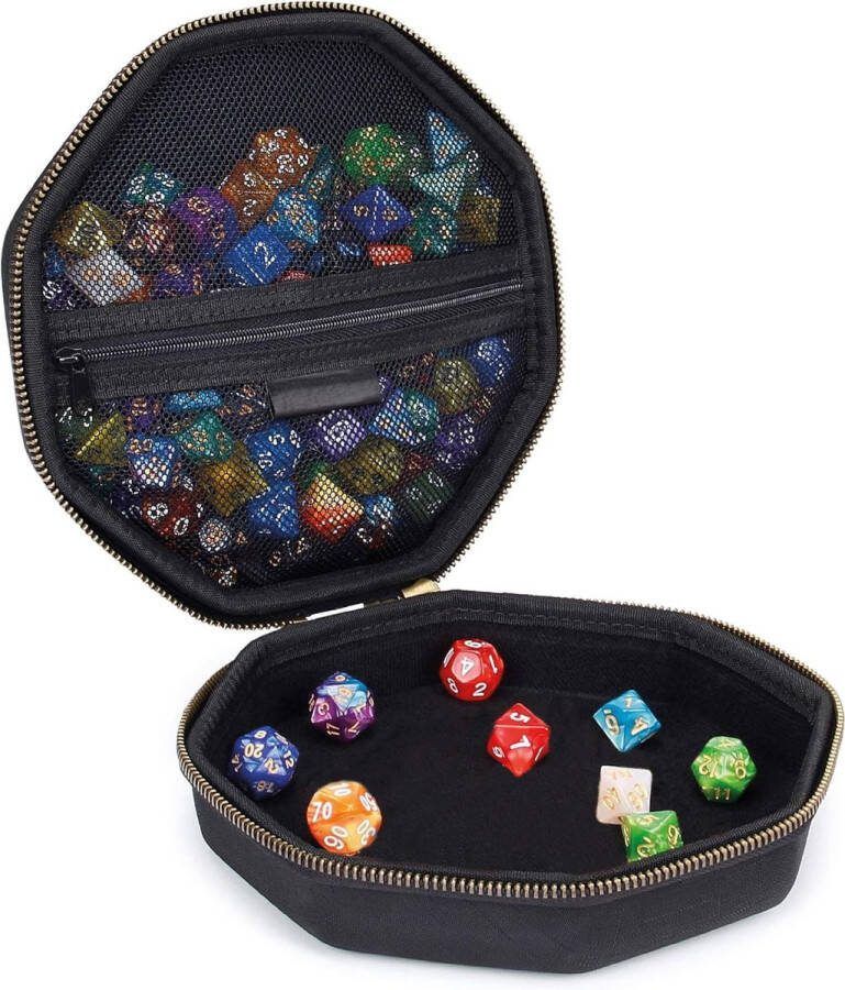 Lapi Toys Dobbelsteenbak Pitjesbak Dobbelbak Dice tray Dungeons and Dragons dice box DnD dice storage D&D bewaardoos Dice box Dobbelstenen bewaren Tot 150 dobbelstenen -19.5 x 19.5 x 19.5 cm- Katoen Zwart
