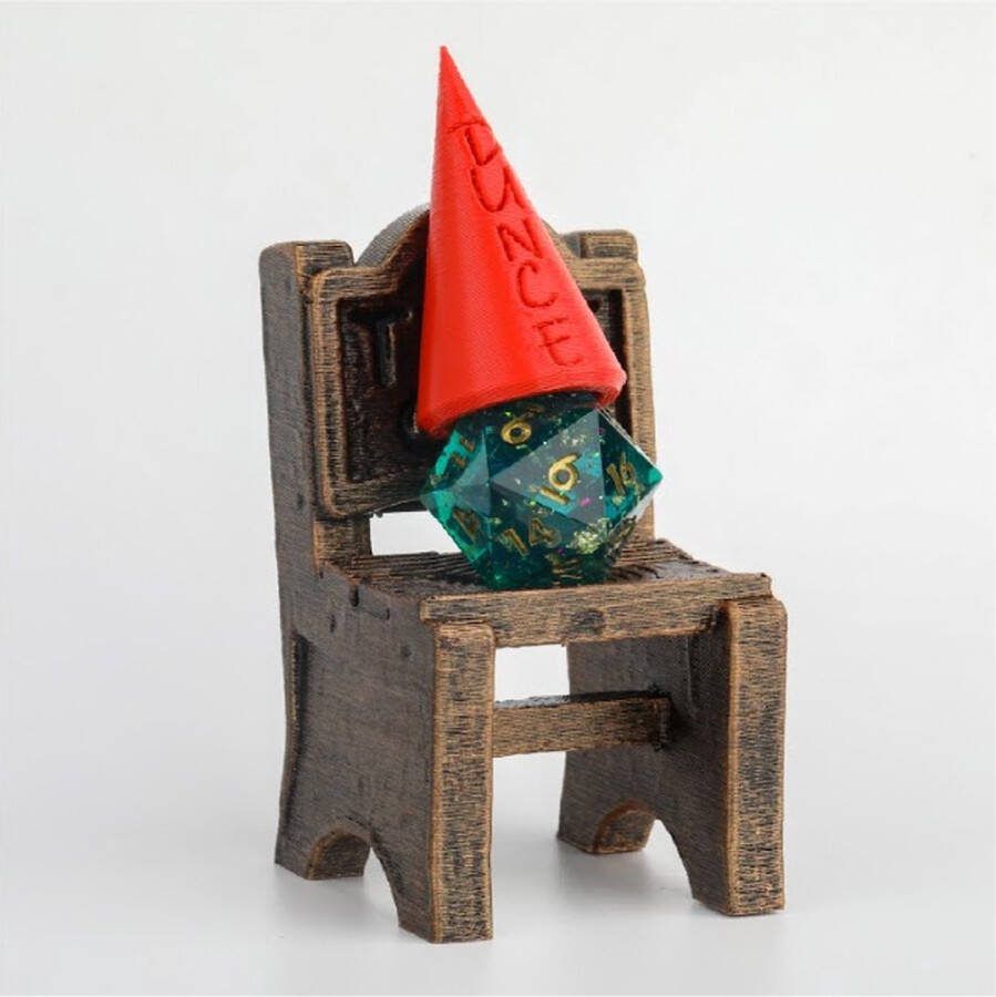Lapi Toys Dungeons and Dragons Dice Jail Dunce DnD D&D Dobbelsteen Gevangenis Chair & Hat Resin Bronskleurig