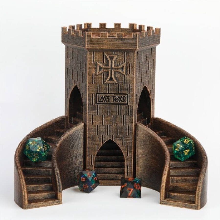 Lapi Toys Dungeons and Dragons dice tower Dice tower Dobbelpiste Dobbeltoren Resin Kasteel Bronskleurig