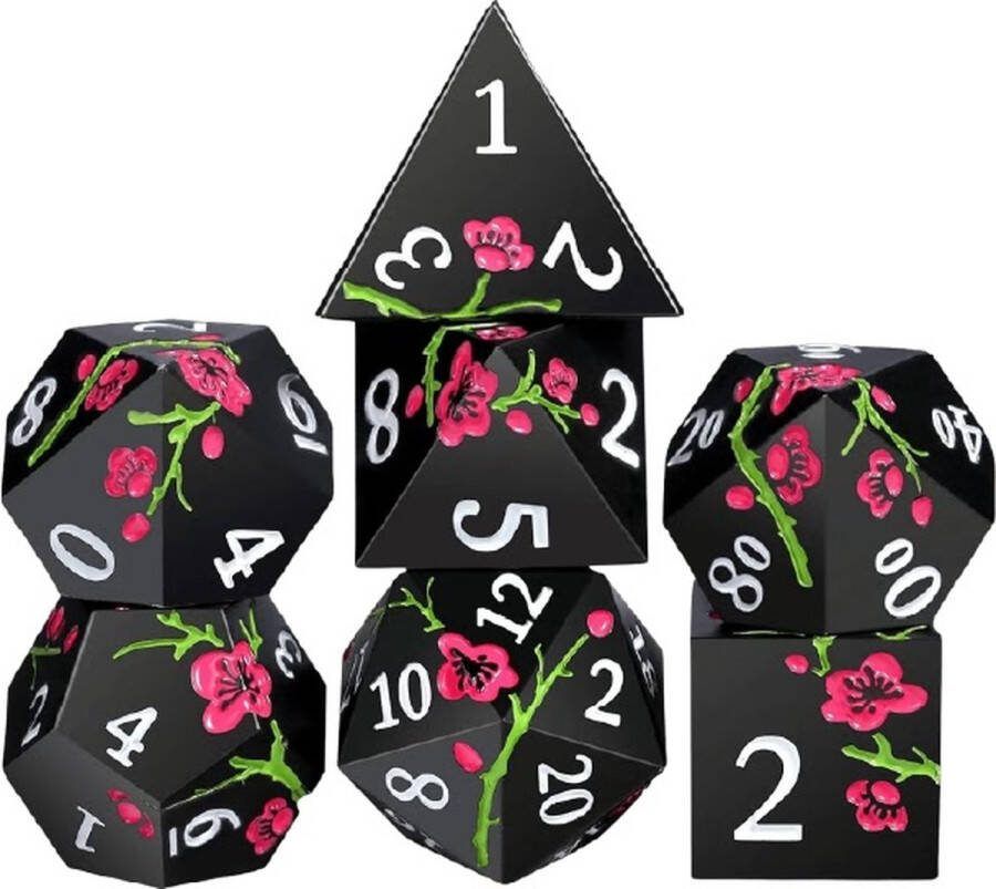 Lapi Toys Dungeons and Dragons dobbelstenen DnD Dice Polydice Dobbelstenen Dungeons Dragons Metal dice Metalen Dobbelstenen DnD Dice Set 1 set (7 stuks) Metaal Zwart