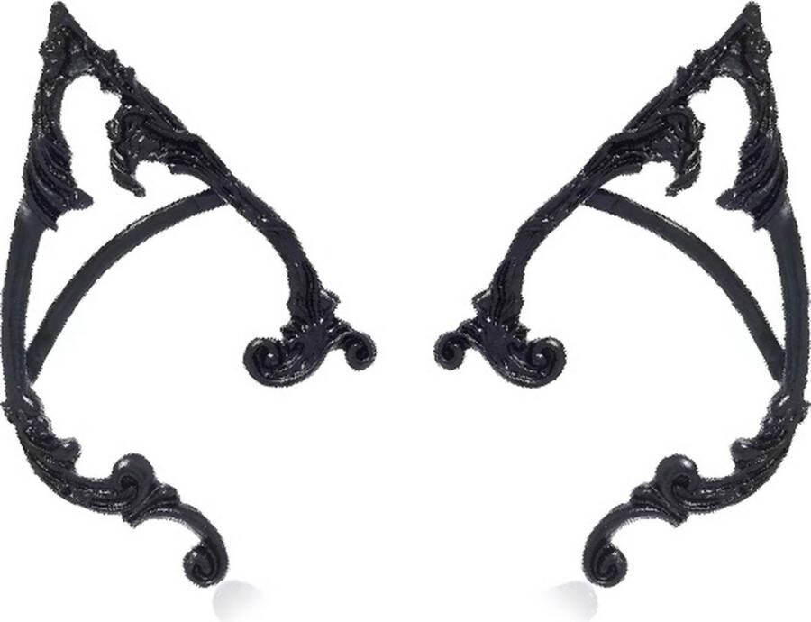 Lapi Toys Dungeons and Dragons Elfen Oren Elven Oren Elf Oren Cosplay Earcuffs Fantasy 2 stuks Zink Met oorbel gaatje Zwart