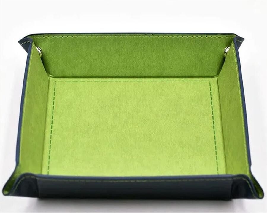 Lapi Toys Dice Tray Dobbelsteenbak Dice Tray Dungeons and Dragons DnD Dice Tray Dobbelbak Dobbelpiste Pitjesbak Opvouwbaar Imitatieleer Vierkant Groen