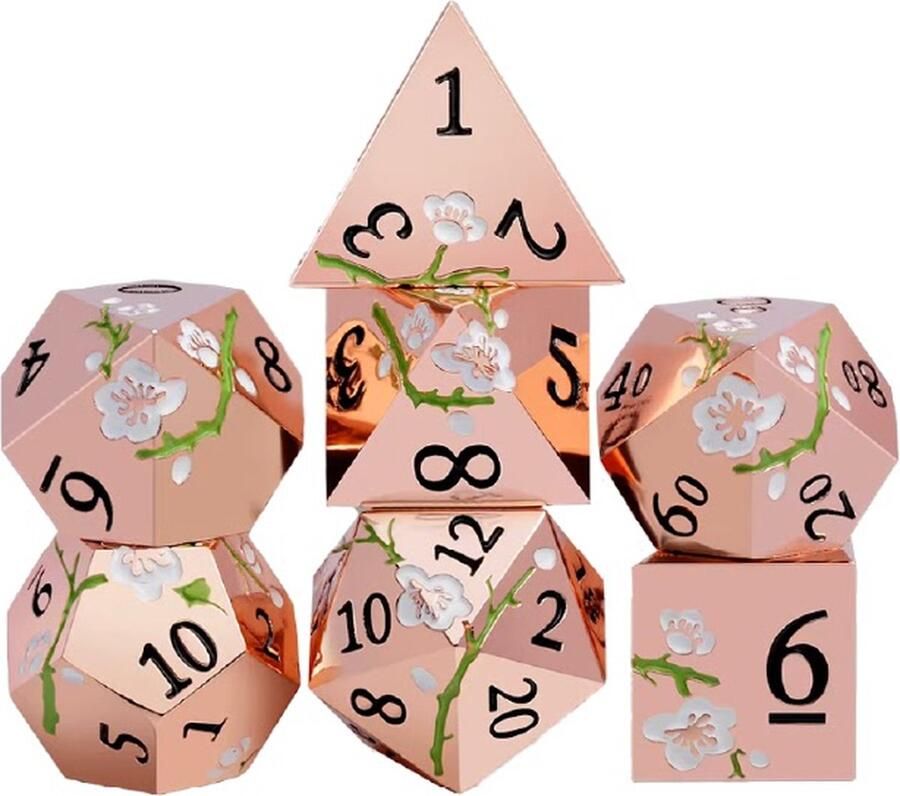Lapi Toys Dungeons and Dragons dobbelstenen DnD Dice Polydice Dobbelstenen Dungeons Dragons Metal dice Metalen Dobbelstenen DnD Dice Set 1 set (7 stuks) Metaal Koperkleurig