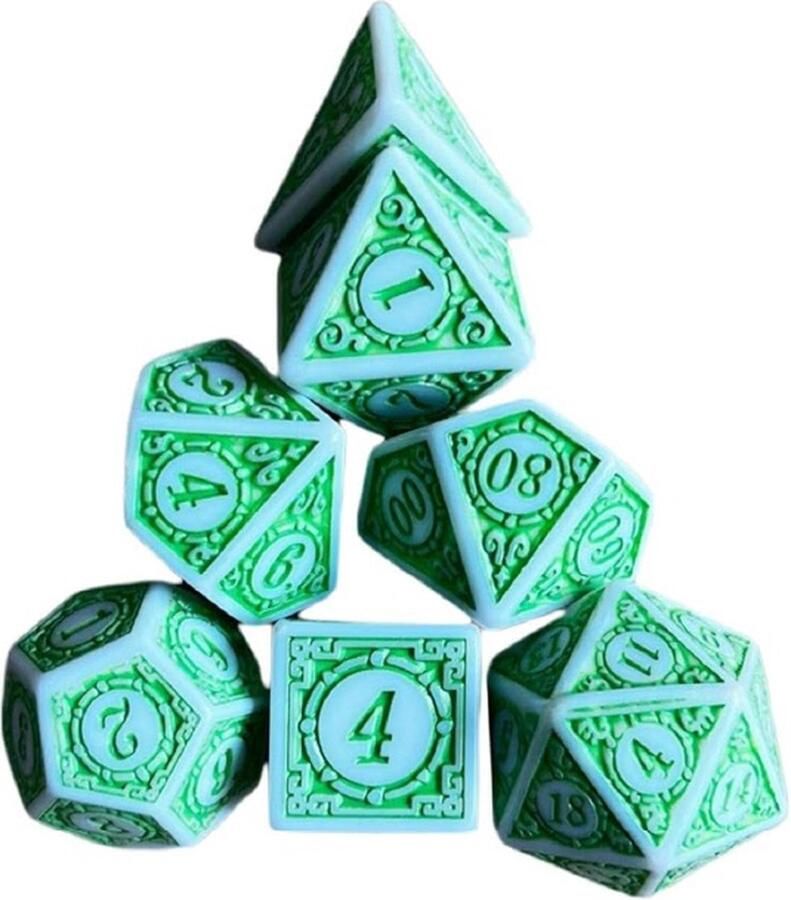 Lapi Toys Dungeons and Dragons dobbelstenen DnD Dice Polydice Dobbelstenen Dungeons Dragons D&D dobbelstenen DnD Dice Set 1 set (7 stuks) Acryl Groen