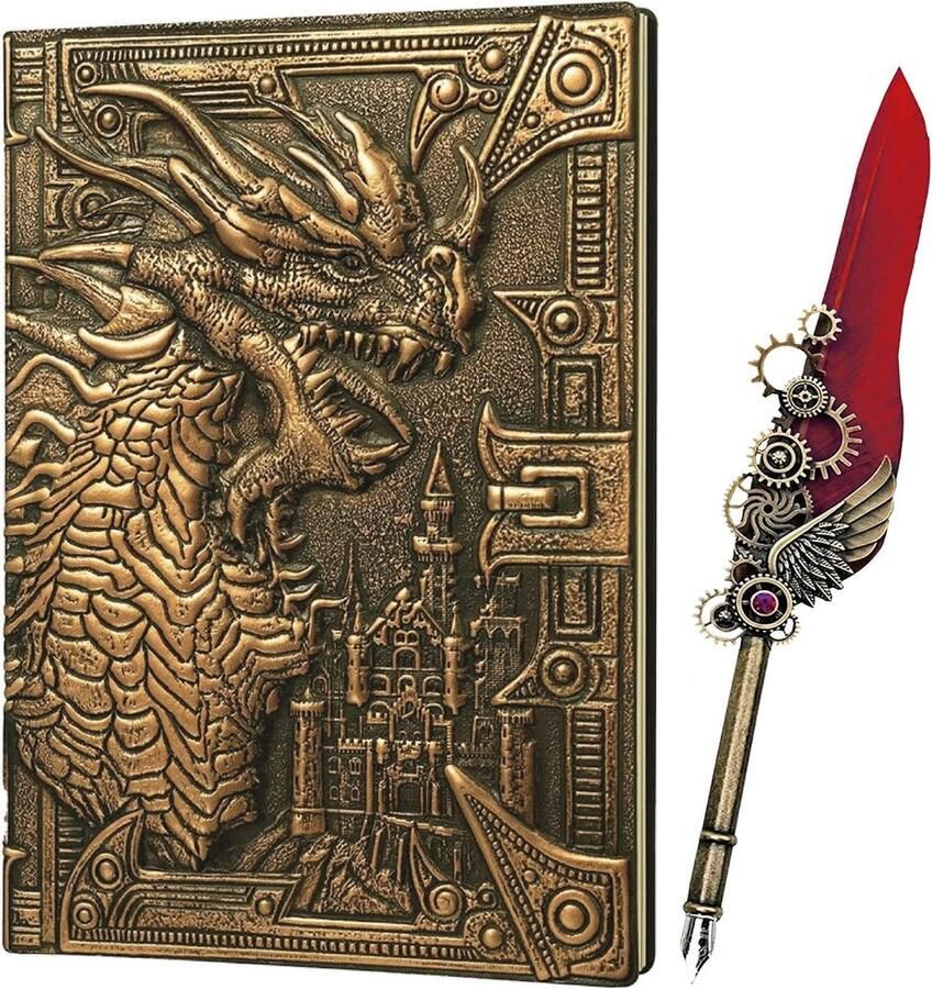 Lapi Toys Dungeons and Dragons notitieboek DnD D&D Draken notitieboek A5 Hardcover Goud