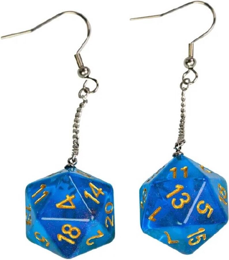 Lapi Toys Dungeons and Dragons oorbellen DnD D&D Staal Resin Blauw