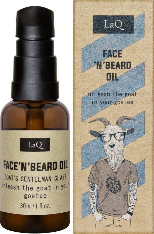LaQ Face 'n' Beard Oil Hoppy Goat Baardolie voor Gezicht en Baard Hydraterende Verzachtende en Beschermende Scheerolie 30ml